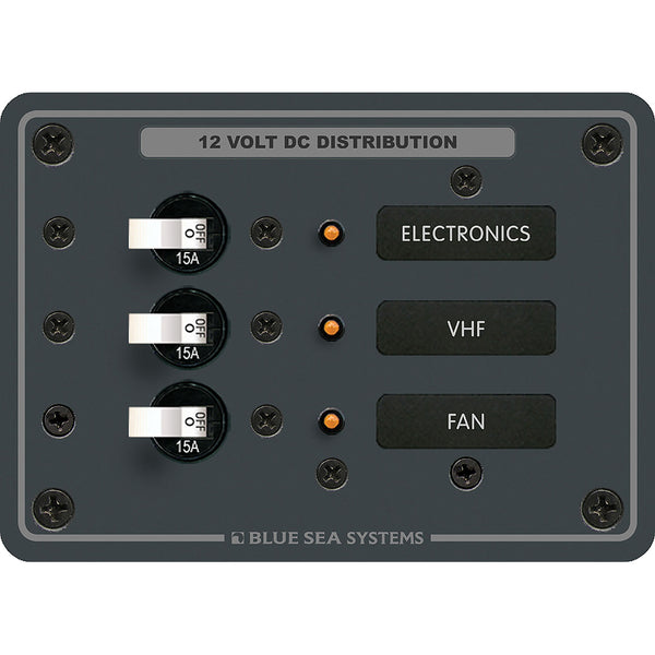 Blue Sea 8025 DC 3 Position Breaker Panel - White Switches [8025]