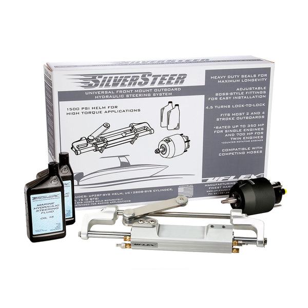 Uflex SilverSteer Universal Front Mount Outboard Hydraulic Steering System w/ UC128-SVS-1 Cylinder [SILVERSTEER1.0B]